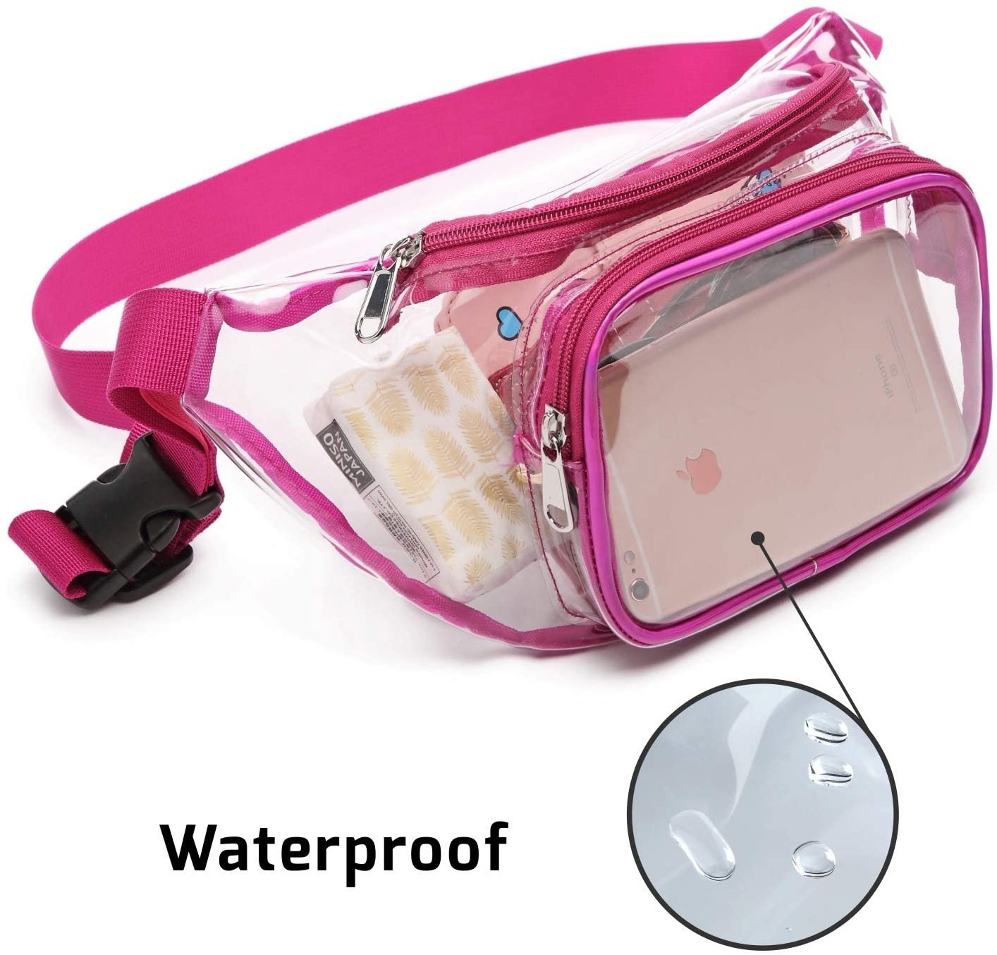 Clear Fanny Pack Waterproof Cute Waist Bag Stadium Approved Vinyl Belt Bag Transparent Adjustable Belt Bag for Women Grey