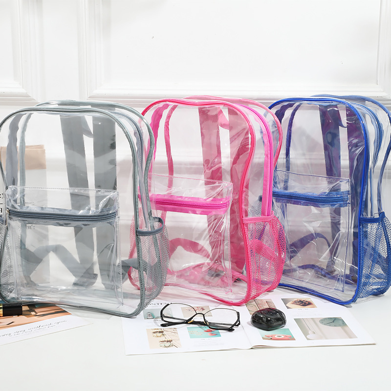 Custom Stylish Holographic School Bag Outdoor Waterproof Clear Transparent Pvc Backpack Design