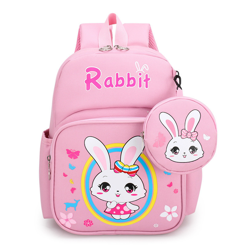 Hot Selling Oxford funny Small School Bag Cute rabbit Pattern printing Kids Backpack For Girls Boys