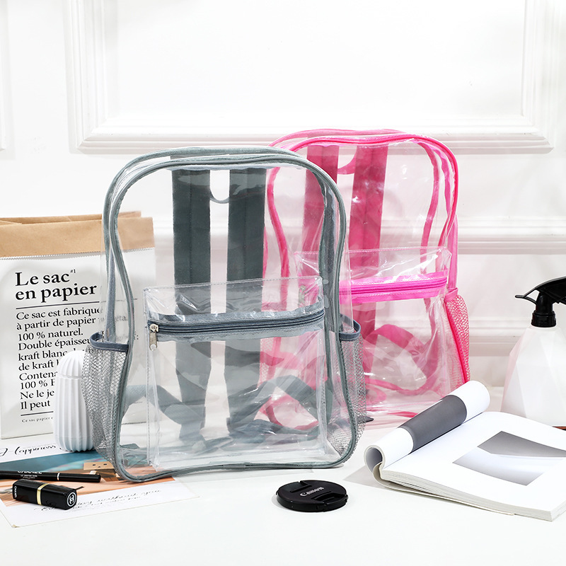 Custom Stylish Holographic School Bag Outdoor Waterproof Clear Transparent Pvc Backpack Design