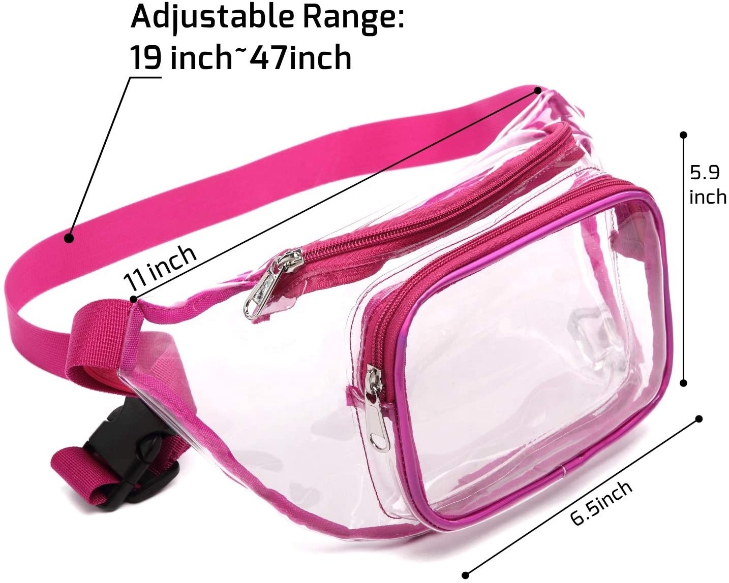 Clear Fanny Pack Waterproof Cute Waist Bag Stadium Approved Vinyl Belt Bag Transparent Adjustable Belt Bag for Women Grey