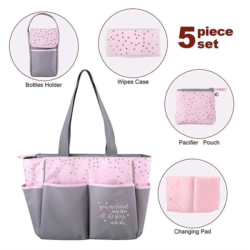 Custom Pink Wet Pocket Nappy Bag Tote Eco-friendly  Diaper Pouch Changing Pad Mummy Bag Reborn Baby love Doll Diaper Caddy Bag