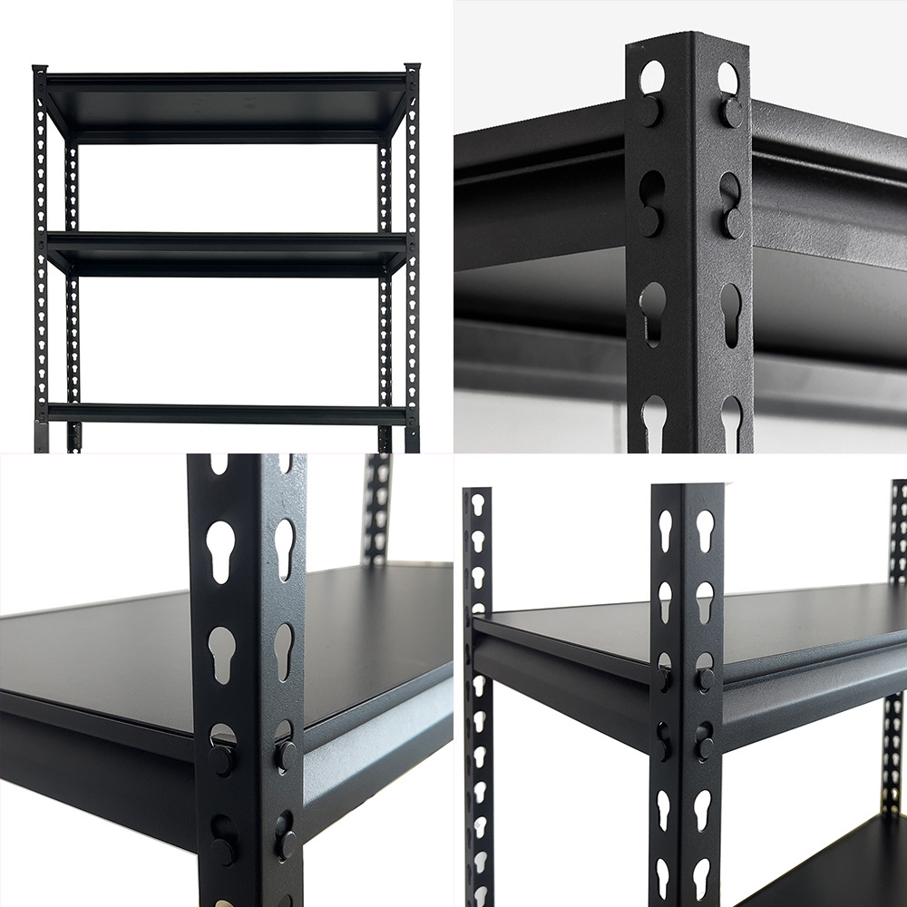 Quality Assurance Heavy Duty Black Coated Metal Boltless Storage Shelving Unit