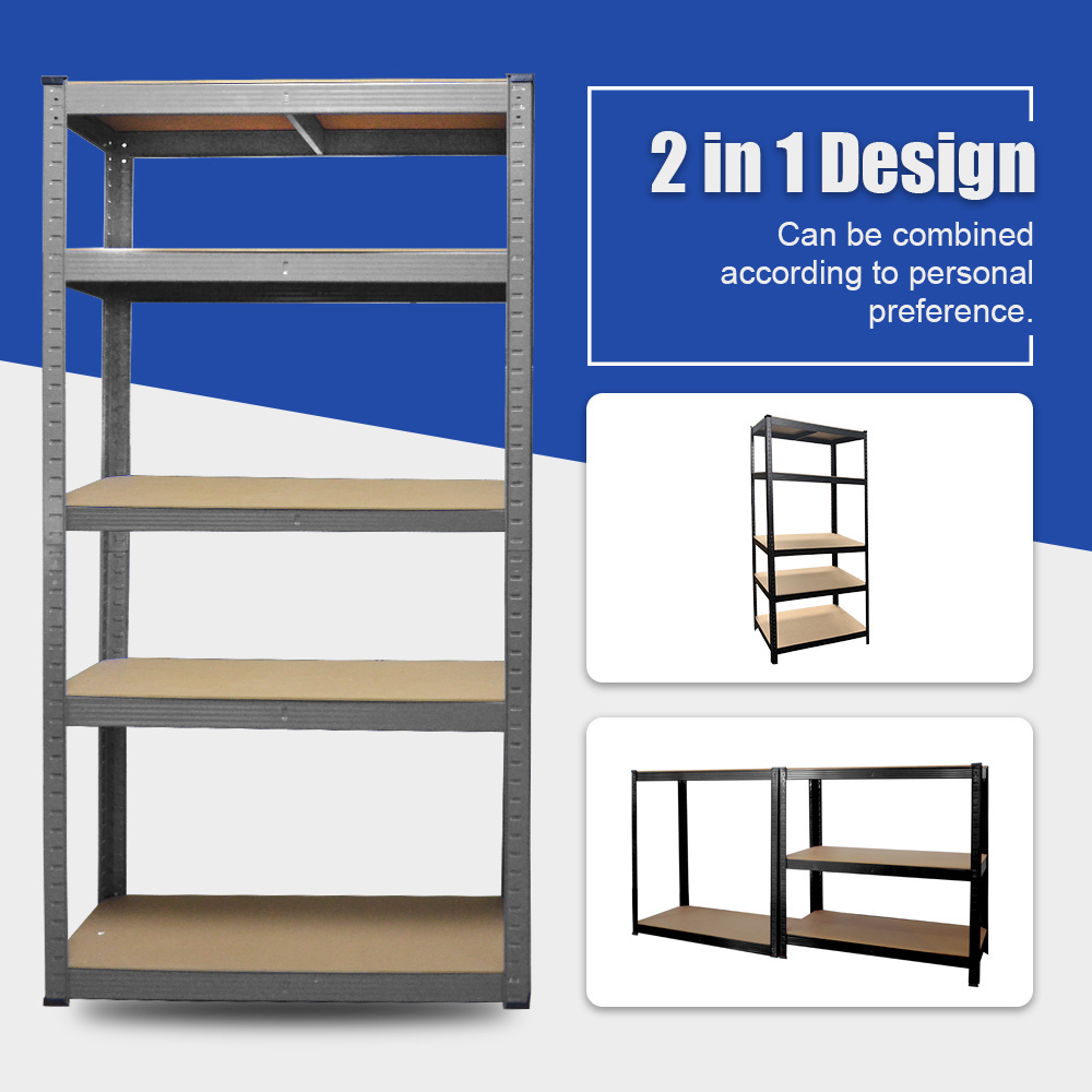 Stainless Steel Shelving Unit 5 Tier Industrial Boltless Heavy Duty Racking Garage 90Cm Wide Stacking Rack Storage Shelving