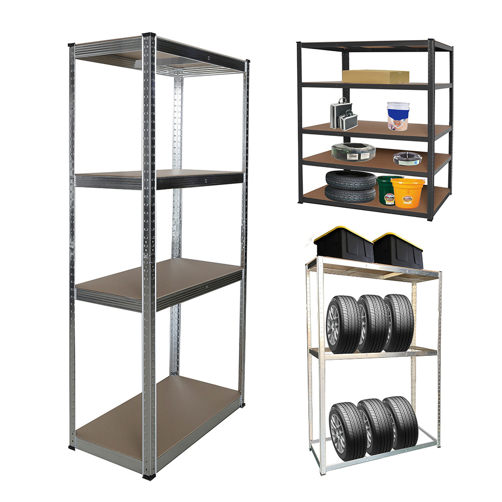 Stainless Steel Shelving Unit 5 Tier Industrial Boltless Heavy Duty Racking Garage 90Cm Wide Stacking Rack Storage Shelving