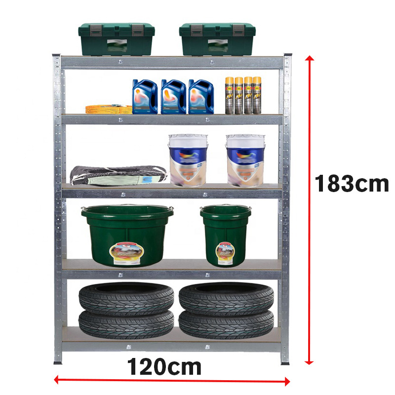 Metal Storage 265kg Rack 5 Galvanized Steel Sheet Shelves Garage Storage System