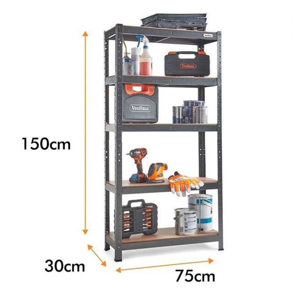 Metal Storage 265kg Rack 5 Galvanized Steel Sheet Shelves Garage Storage System