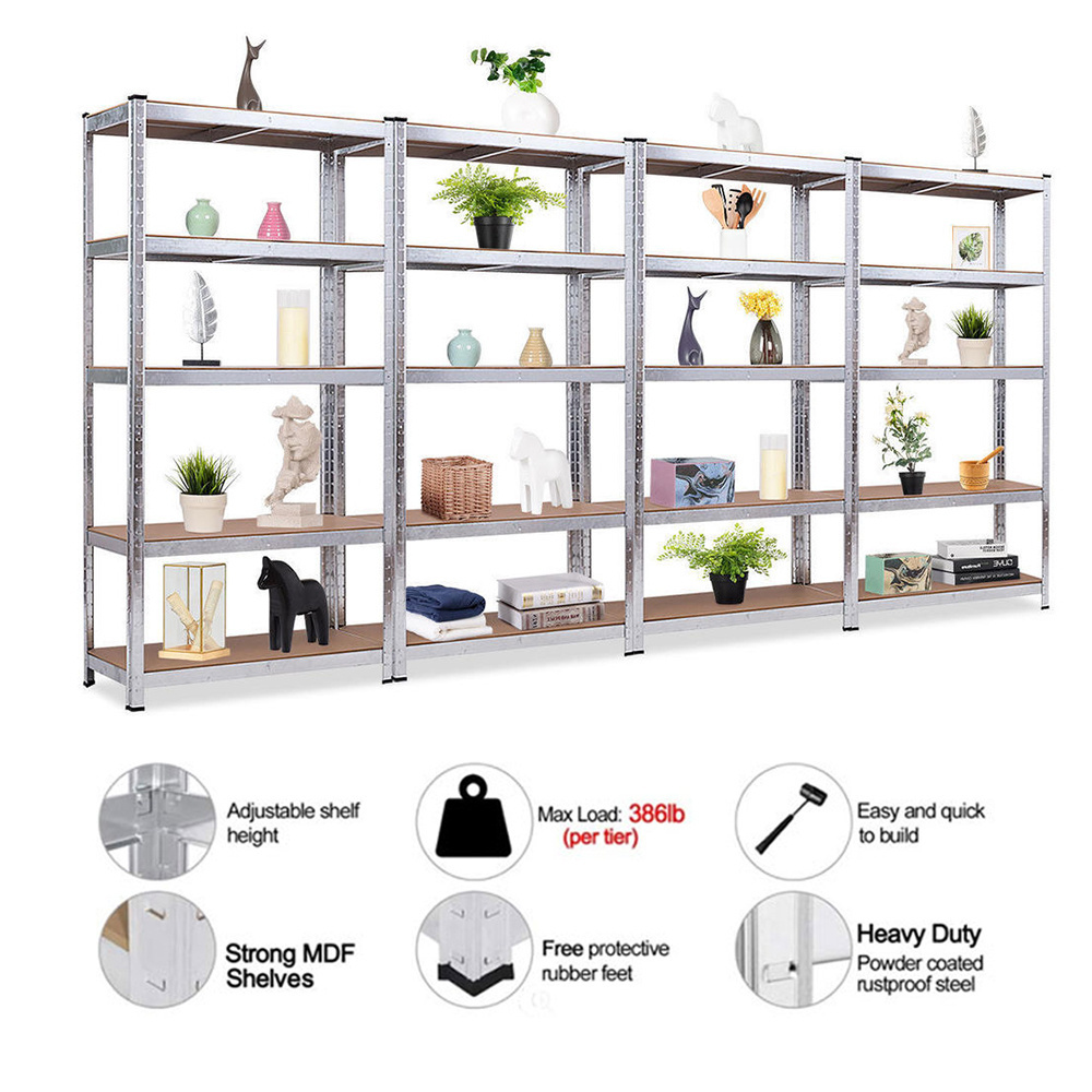 Light duty galvanized 5 Tier boltless rivet shelving rack metal shelves metal steel garage storage rack for home use