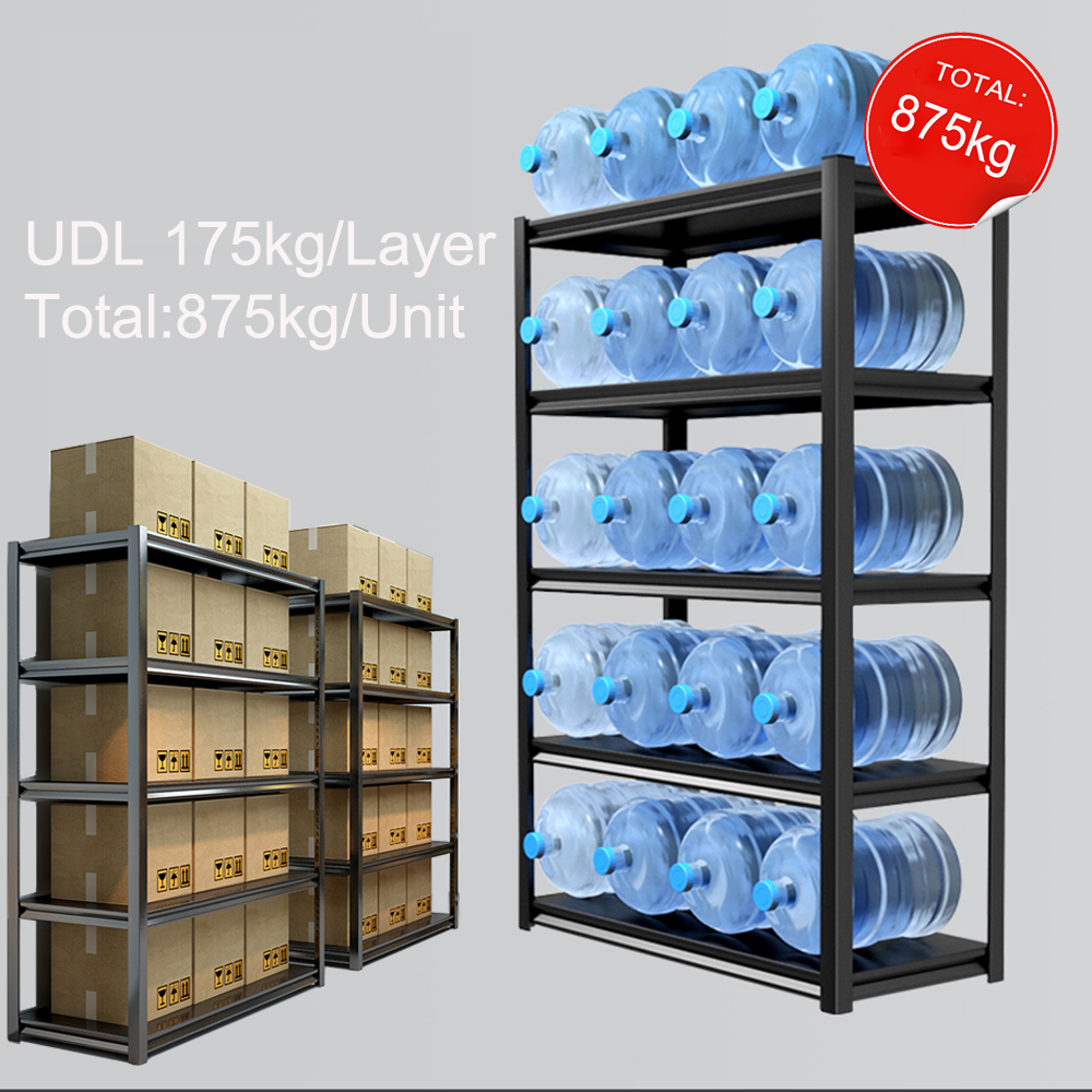 High quality 5 Tiers Heavy Duty Slotted Boltless Rivet Warehouse Shelving