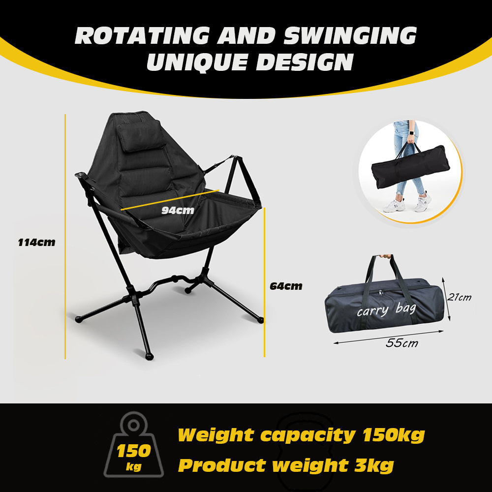 Portable Folding Hammock Camping chair Swinging Rocking Chair for Adults Lawn Beach Camp With Adjustable Back Support Carry bag