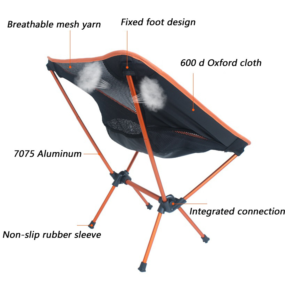 Portable Lightweight Aluminum alloy Picnic fishing Compact Folding Camping foldable Backpacking moon Chair Manufacturers