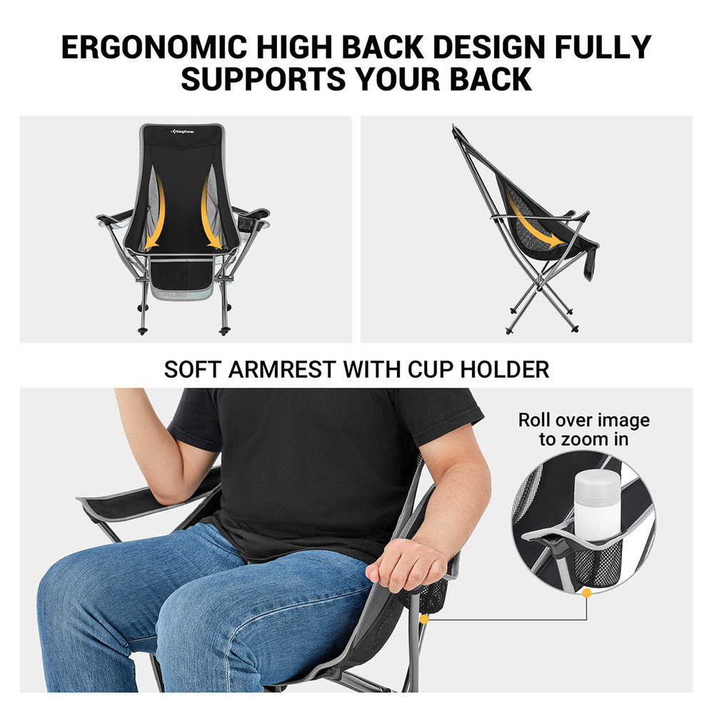 Ultralight High Back Compact Lightweight 7075 Alu Folding Foldable Fishing Recline Backpacking Camping armchair moon Chair