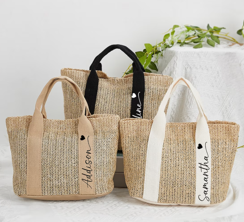 Customized Beach Bag Burlap Tote Bag Summer Straw Bags