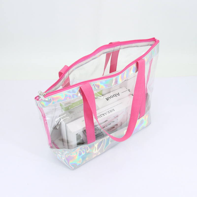 Custom logo waterproof clear shopping bag transparent pvc tote bag fashion casual handbags