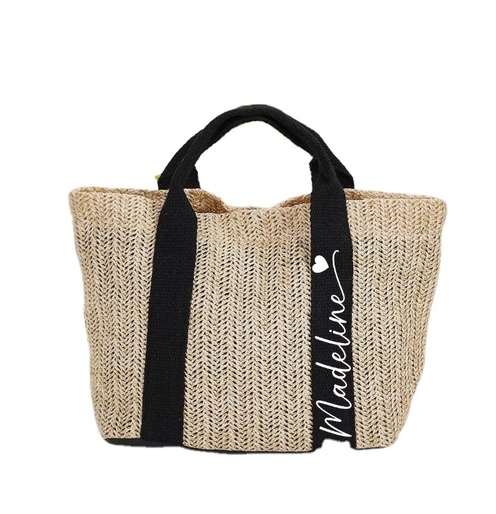 Customized Beach Bag Burlap Tote Bag Summer Straw Bags