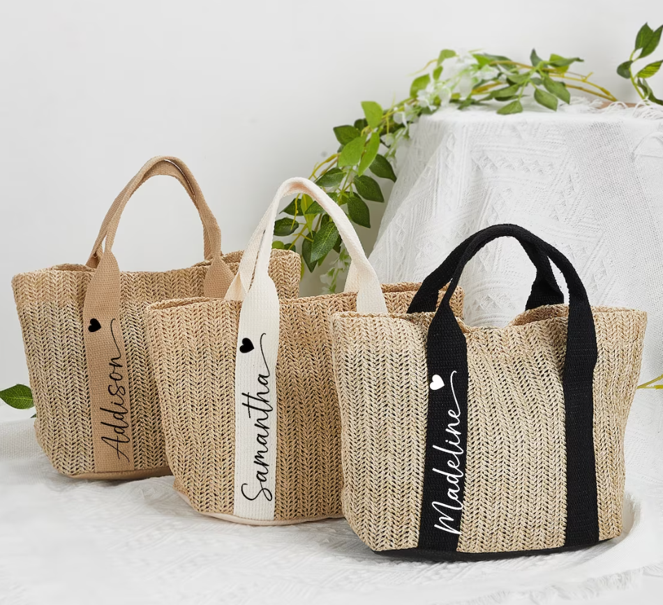 Customized Beach Bag Burlap Tote Bag Summer Straw Bags