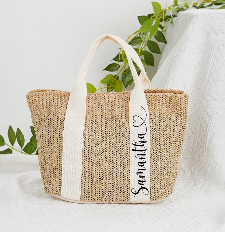 Customized Beach Bag Burlap Tote Bag Summer Straw Bags