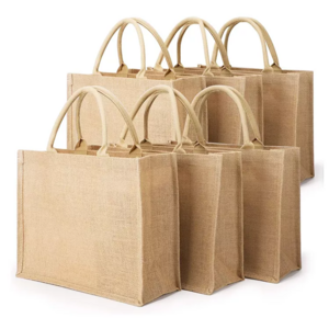 Wholesale Custom Logo Printed Promotion Linen Hessian Hemp Tote Bag Foldable Reusable Jute Custom Large Beach Bag