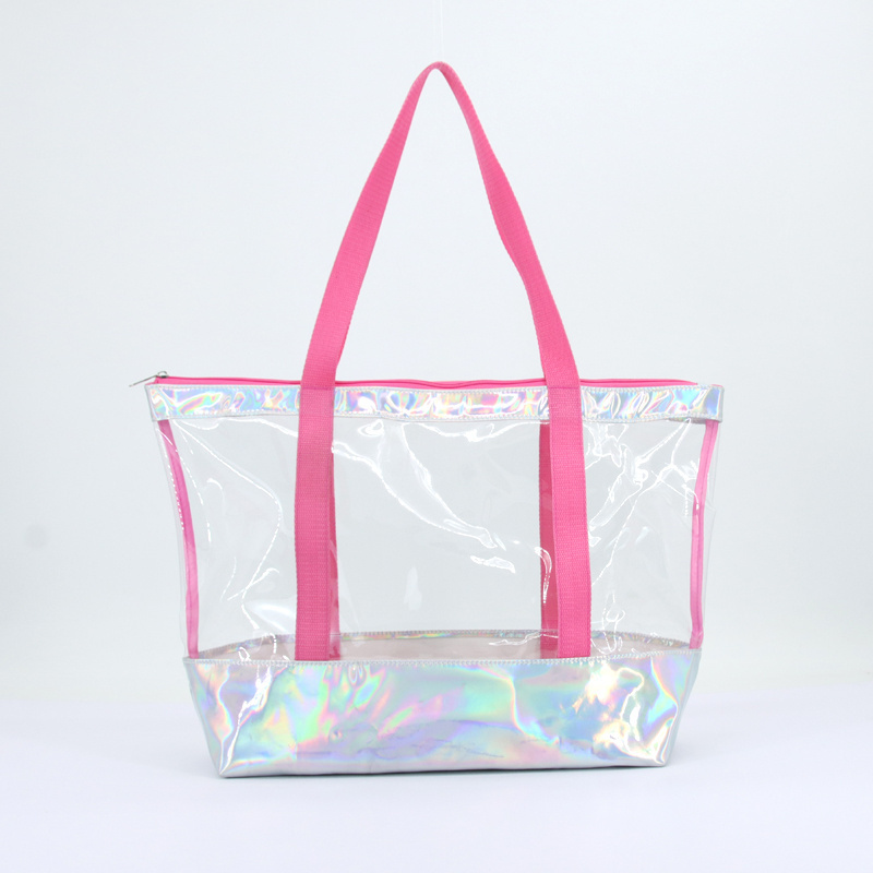 Custom logo waterproof clear shopping bag transparent pvc tote bag fashion casual handbags