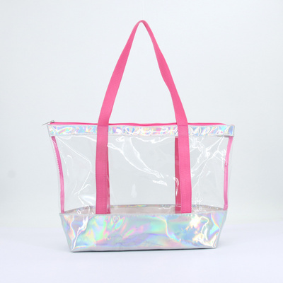 Custom logo waterproof clear shopping bag transparent pvc tote bag fashion casual handbags