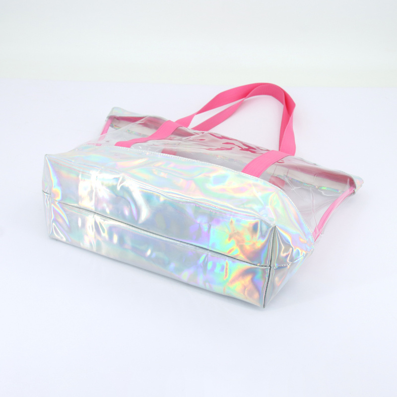 Custom logo waterproof clear shopping bag transparent pvc tote bag fashion casual handbags