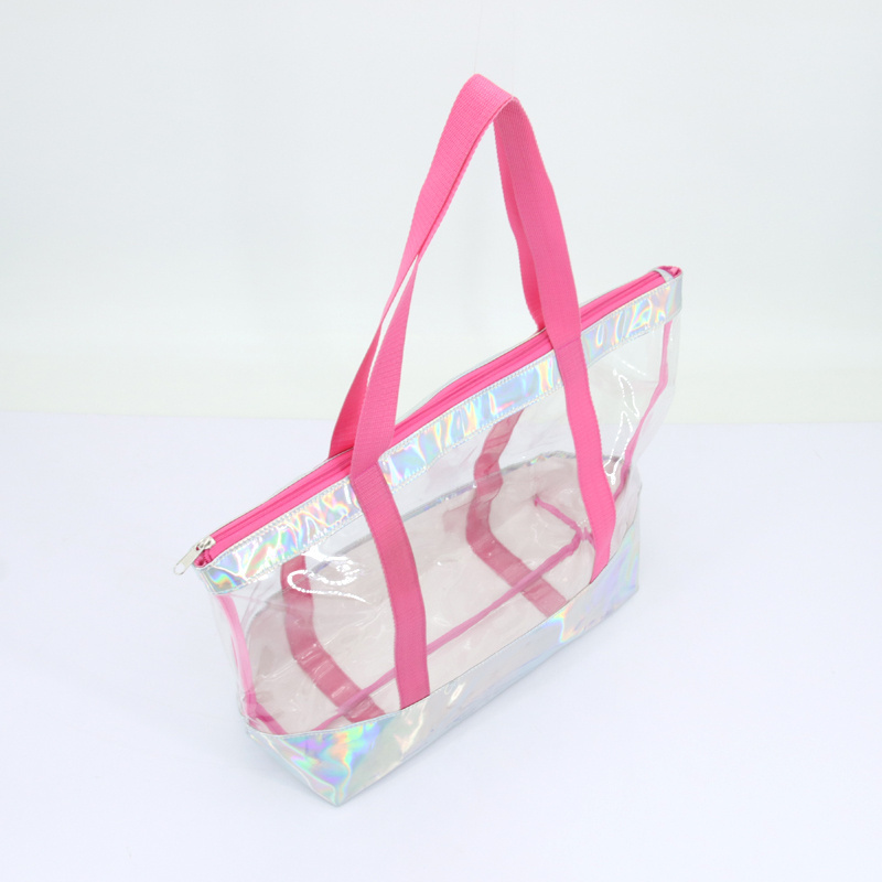 Custom logo waterproof clear shopping bag transparent pvc tote bag fashion casual handbags