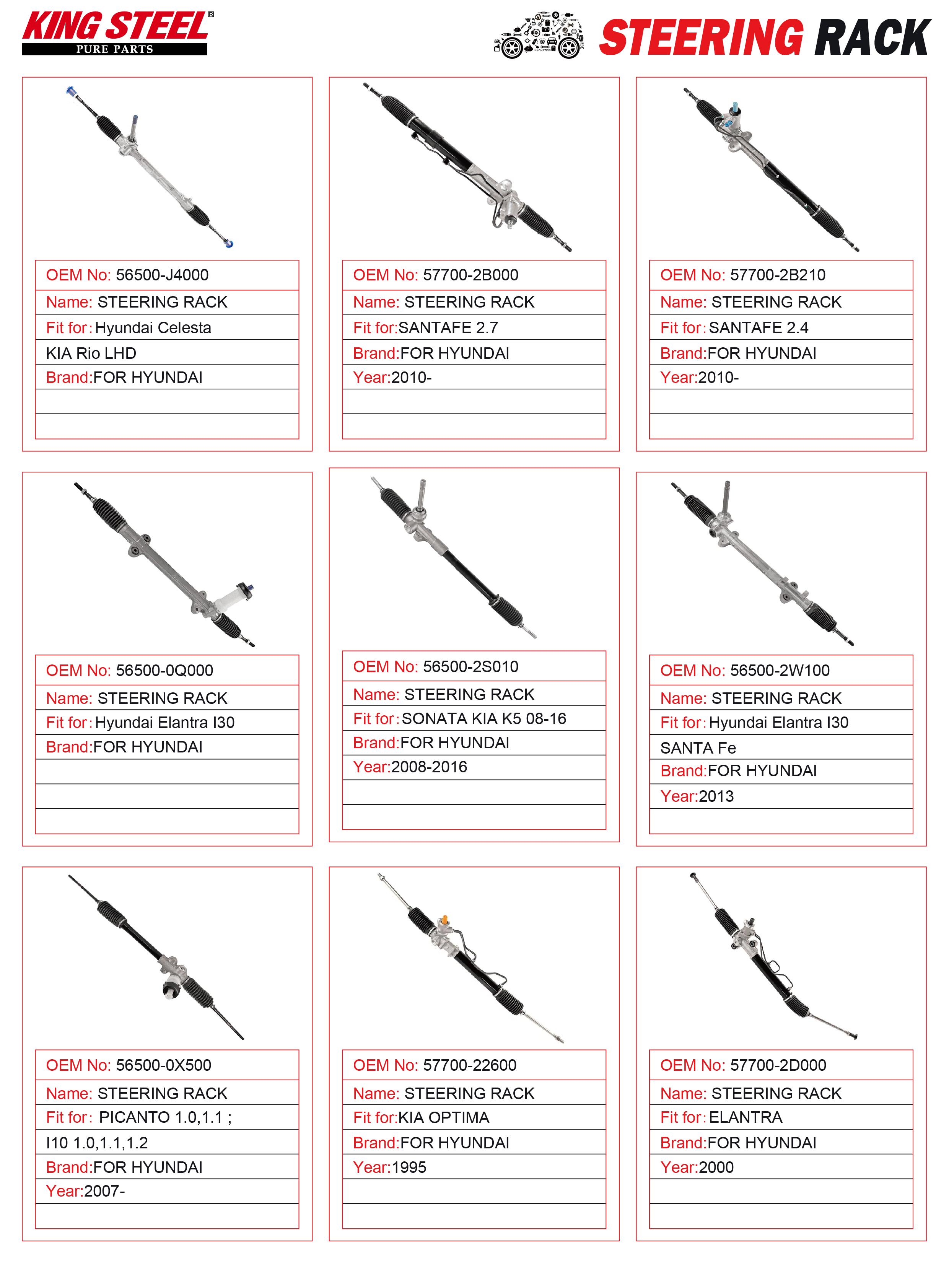 KINGSTEEL High Performance Parts OEM 53601-S04-A51 Car Automotive Parts Steering Rack For Honda Civic CRV CR-V 2015