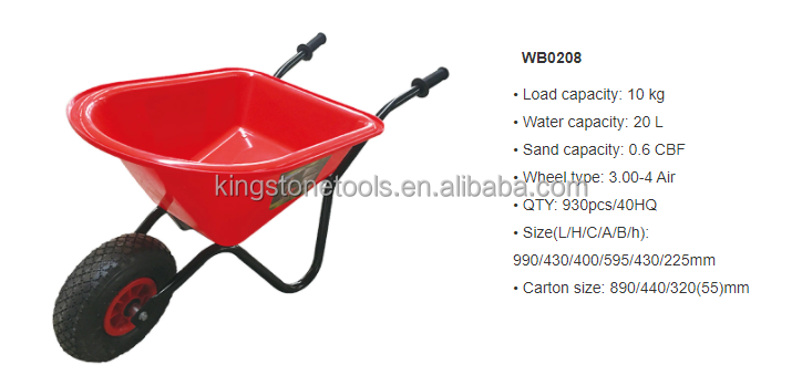 China high quality Kids toys wheelbarrow with plastic bucket and steel handle  for environmental protection  WB0208