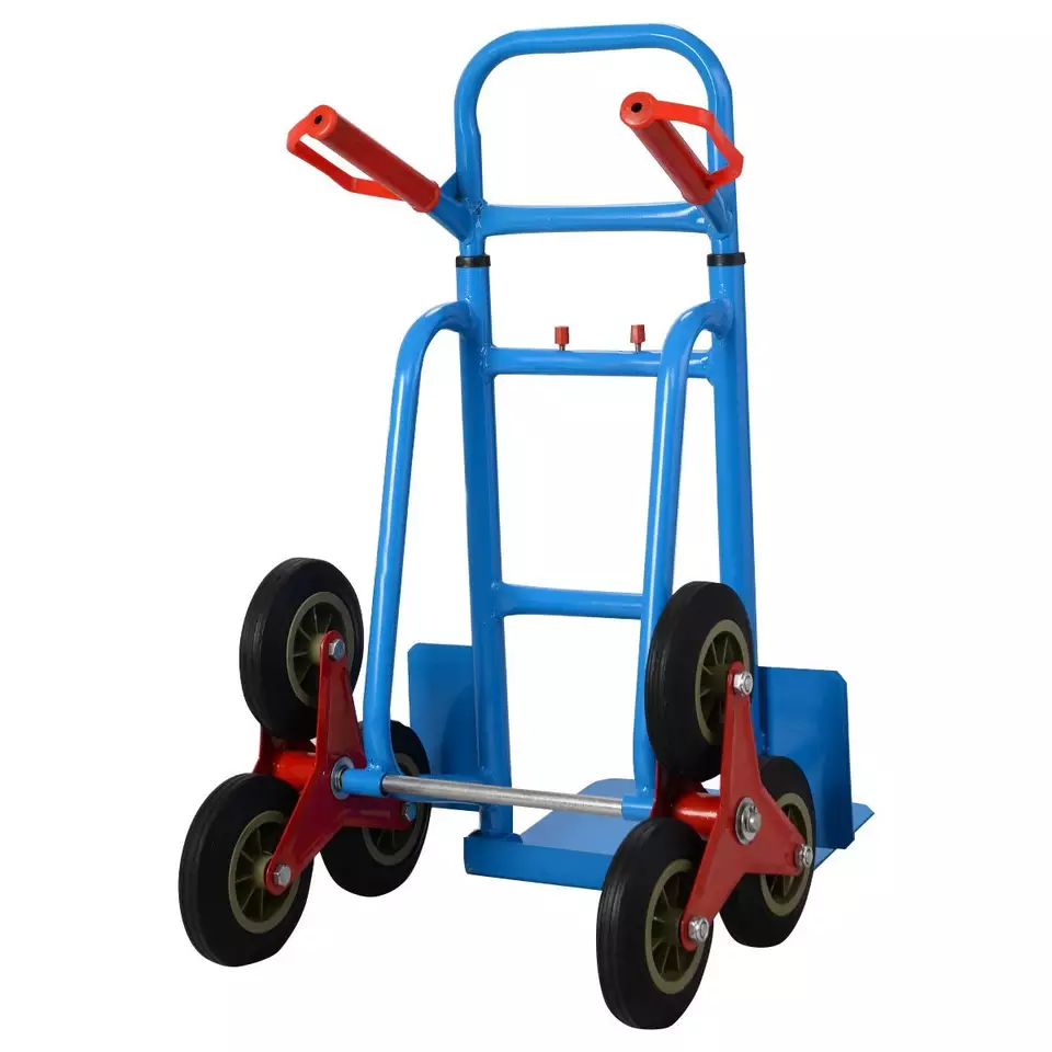 Heavy-Duty Foldable Hand Truck Stair Climber Hand Truck and Dolly Trolley Cart with Telescoping Handle and Six Wheels