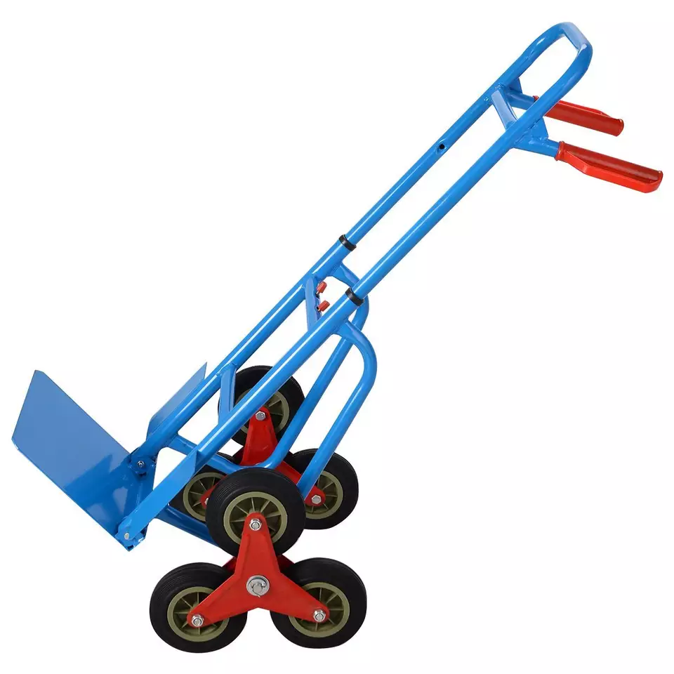 Heavy-Duty Foldable Hand Truck Stair Climber Hand Truck and Dolly Trolley Cart with Telescoping Handle and Six Wheels