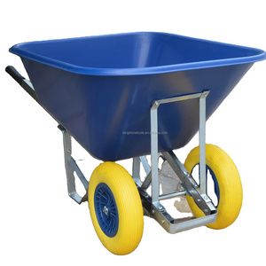 Heavy Duty 150L Dual Wheel Large Poly Tray GARDEN Wheelbarrow WB9600