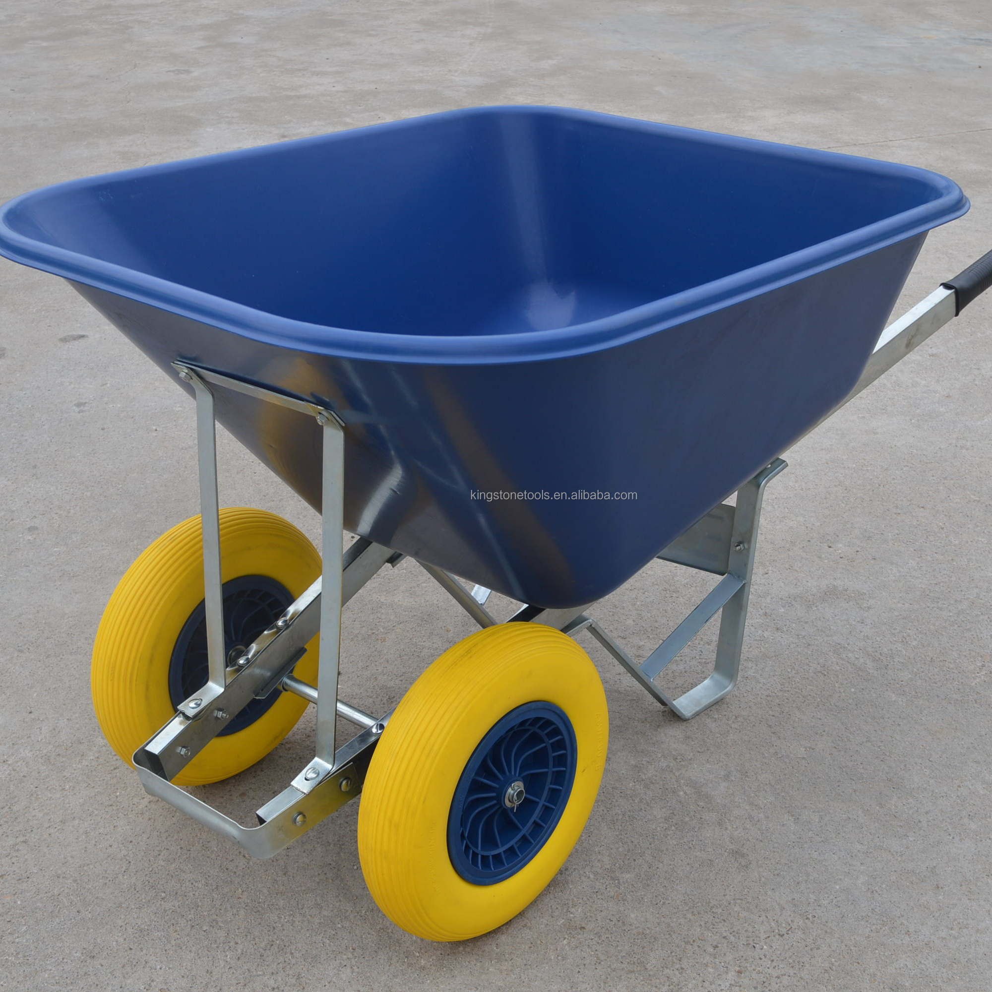 Heavy Duty 150L Dual Wheel Large Poly Tray GARDEN Wheelbarrow WB9600