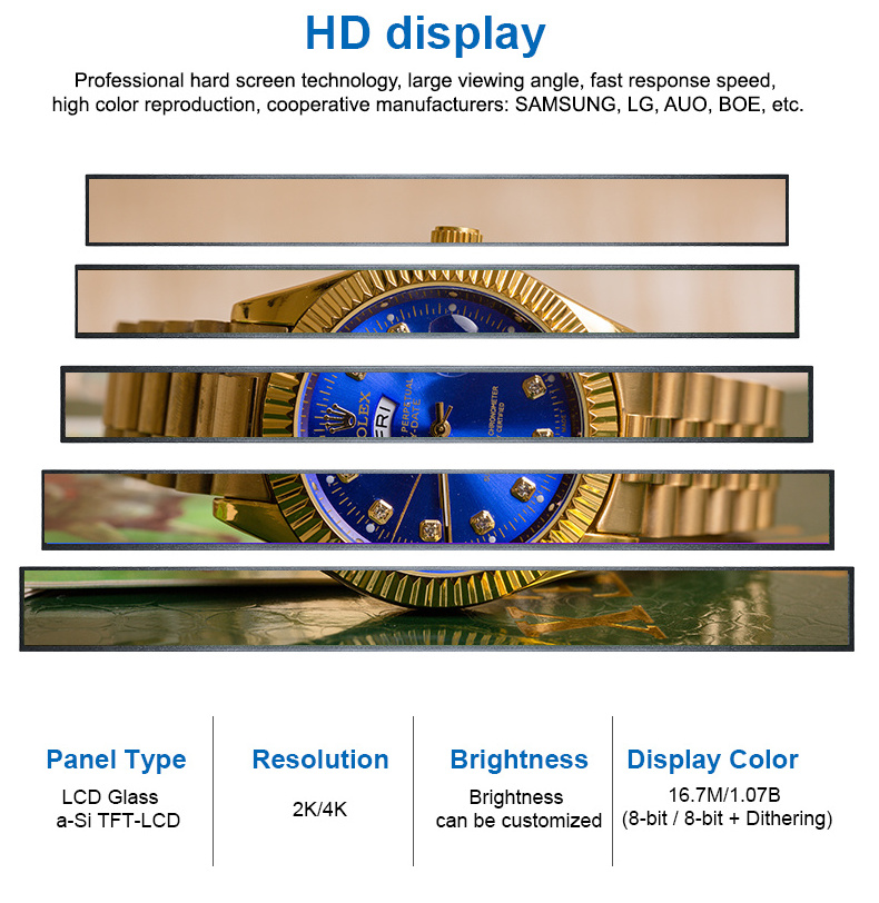 High Definition 27.1 inch 47.1Inch Optional Wall Mounted Strip Display Advertising Screen Stretched Bar Wide LCD Screen