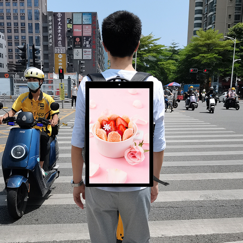 Portable Advertising LCD High Brightness Touch Screen Advertising Display Backpack Billboard Digital Signage