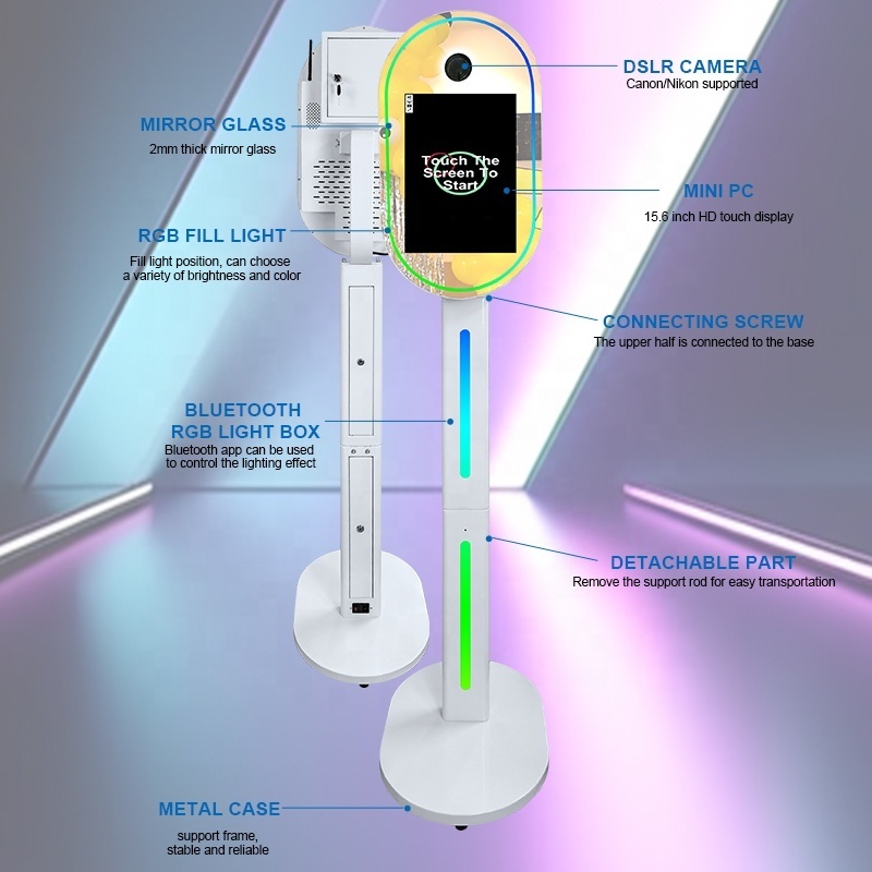 Newest 15.6 Inch Touch Screen DSLR Selfie Photo Booth Shell Flight Case Pack Camera Mirror Photo Booth Machine