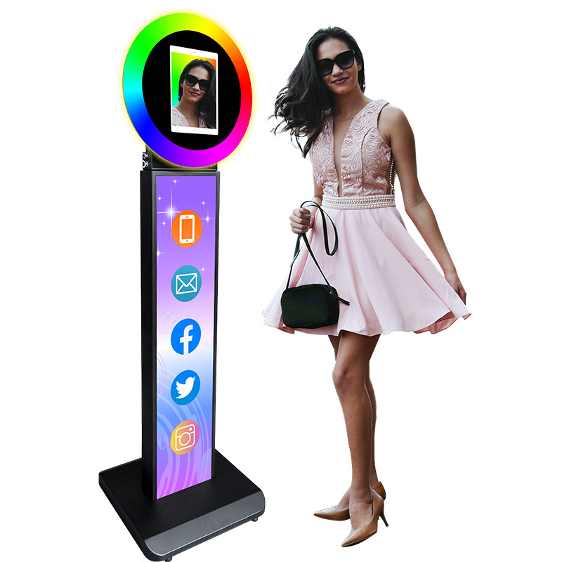 10.2 Inch iPad Photomaton Floor Stand Photo Booth Kiosk Led Ring Light Selfie Photo Booth