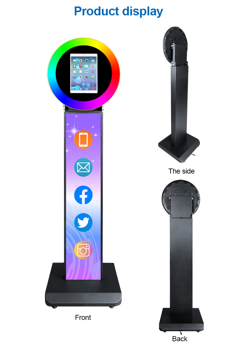 10.2 Inch iPad Photomaton Floor Stand Photo Booth Kiosk Led Ring Light Selfie Photo Booth