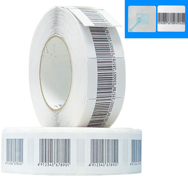 (1000pcs/roll) Barcode security system anti-theft tag RF 4*4cm Barcode Soft Sticker 8.2 MHz EAS Security Anti-theft Label