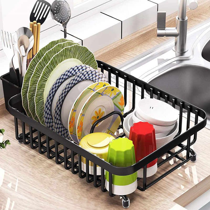 Metal Wire Utensil Drainer Basket Over Sink Kitchen Small Dish Drainer Drying Rack