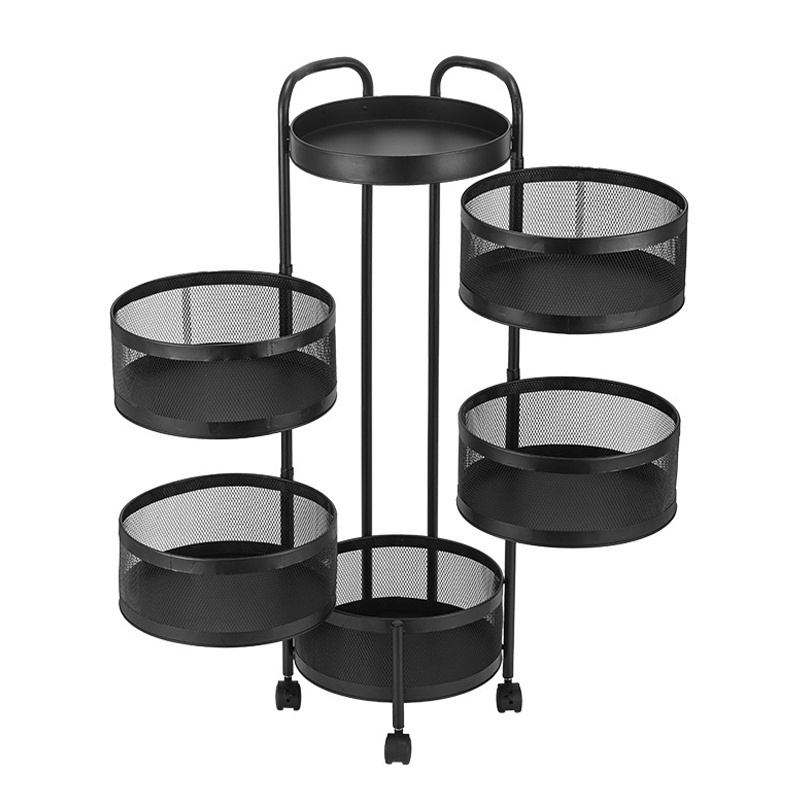 KSY Rack Rotatable Storage Vegetable Fruit Basket 360 Degree Rotating Storage Rack Storage Space Multi-layer Rotatable Shelf