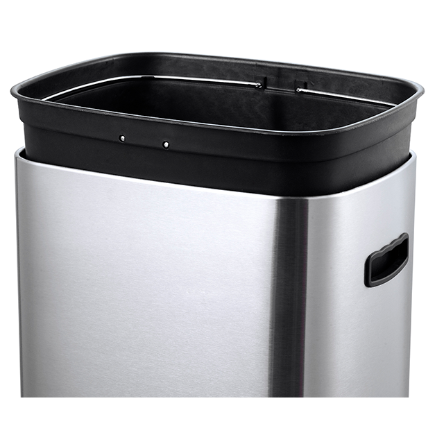 Lid Press Open Trash Can 38L One touch stainless steel push trash bin powder coated black press button metal waste bin