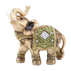 Lucky Feng Shui Statue Green Elephant Sculpture Wealth Figurine for Home Office Decoration Gift