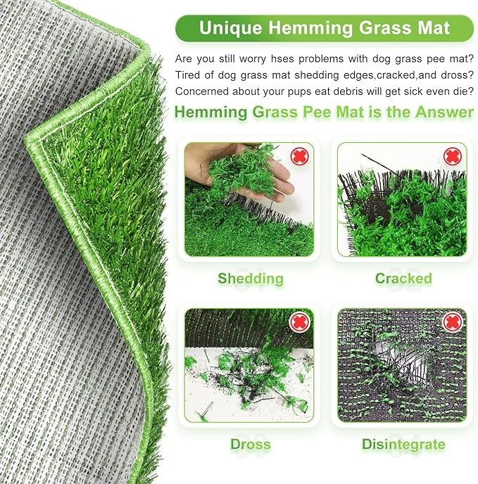 Kingtale Puppy Pee Potty Training Grass MatRemovable Pee Collection Tray Artificial Turf