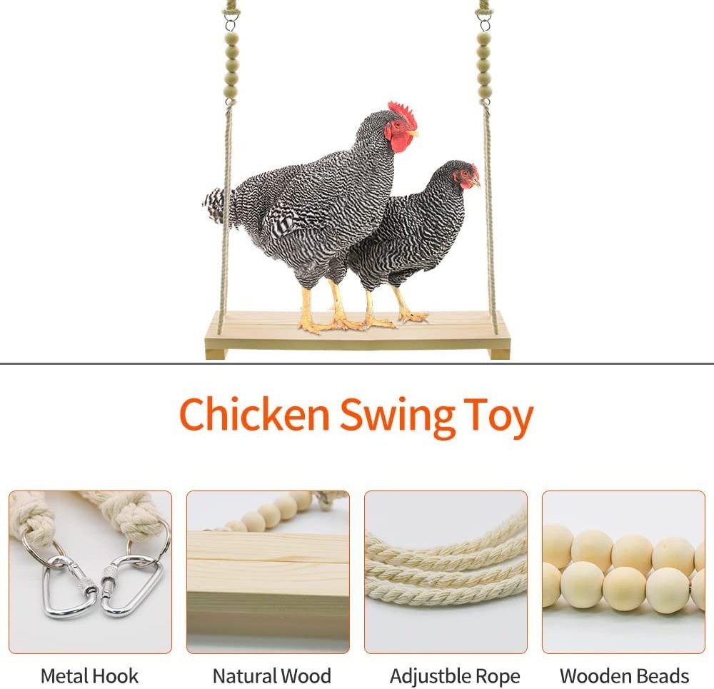 Kingtale Pet Supplier 2 Pack Swing and Chicken Toy Xylophone Set for Bird Stress Relief Bird Toys for Parrots Carton Package