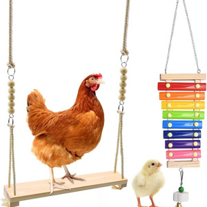 Kingtale Pet Supplier 2 Pack Swing and Chicken Toy Xylophone Set for Bird Stress Relief Bird Toys for Parrots Carton Package