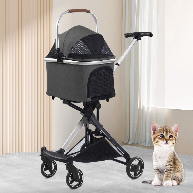 Kingtale Pet Trolleys For Travelling 4 Wheels Foldable Dog Stroller Travel Bag Cat Cart Carrier Detachable Pet Puppy Stroller