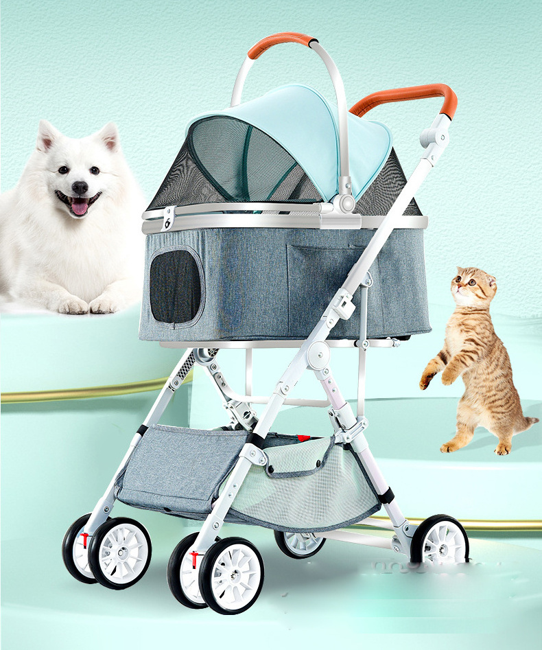 Kingtale Foldable Dog Stroller 3 in 1 Detachable Pet Stroller Cat Stroller with Removable Travel Carriage Car Seat