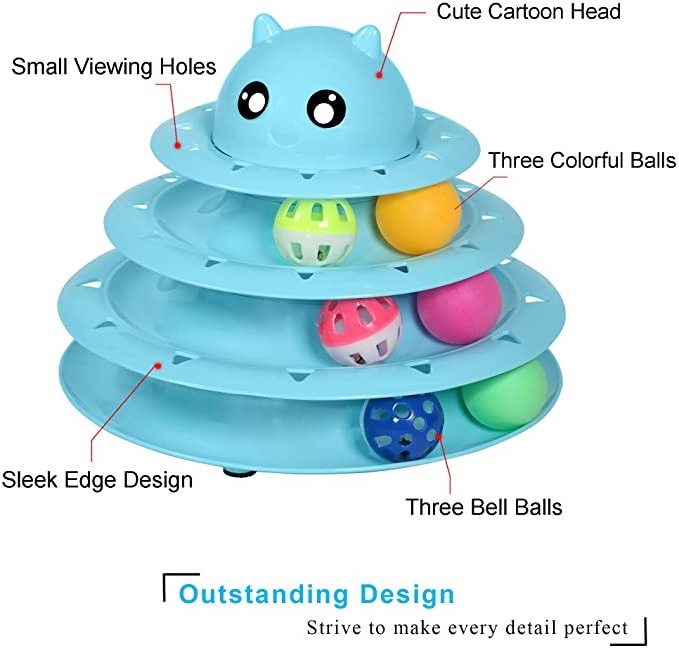 Kingtale Interactive 3 Level Turntable Cat Pet Toys Fun Mental Physical Exercise Puzzle Toys.