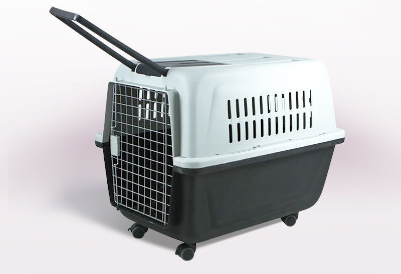 Kingtale Designs Plastic Kennels Rolling Plastic Airline Approved Wire Door Travel Dog Crate