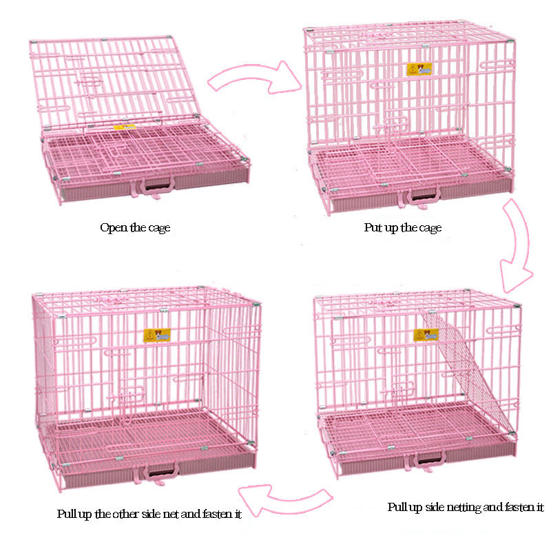 Kingtale Pet Folding Cage Collapsible Dog Cage Indoor Outdoor Dog Crate  with Leak-Proof Pan Portable